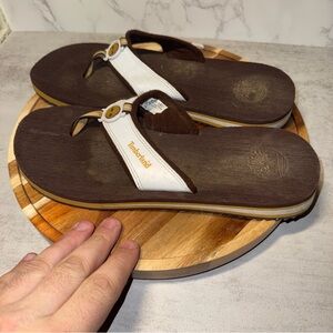 Timberland Originals Thong Leather Sandal Flip Flop In Brown, Men's 10